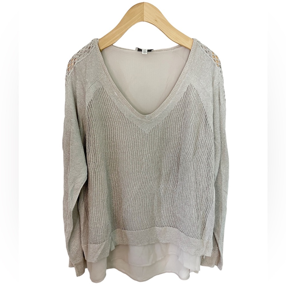 Lucky Brand Metallic Long Sleeve Top L